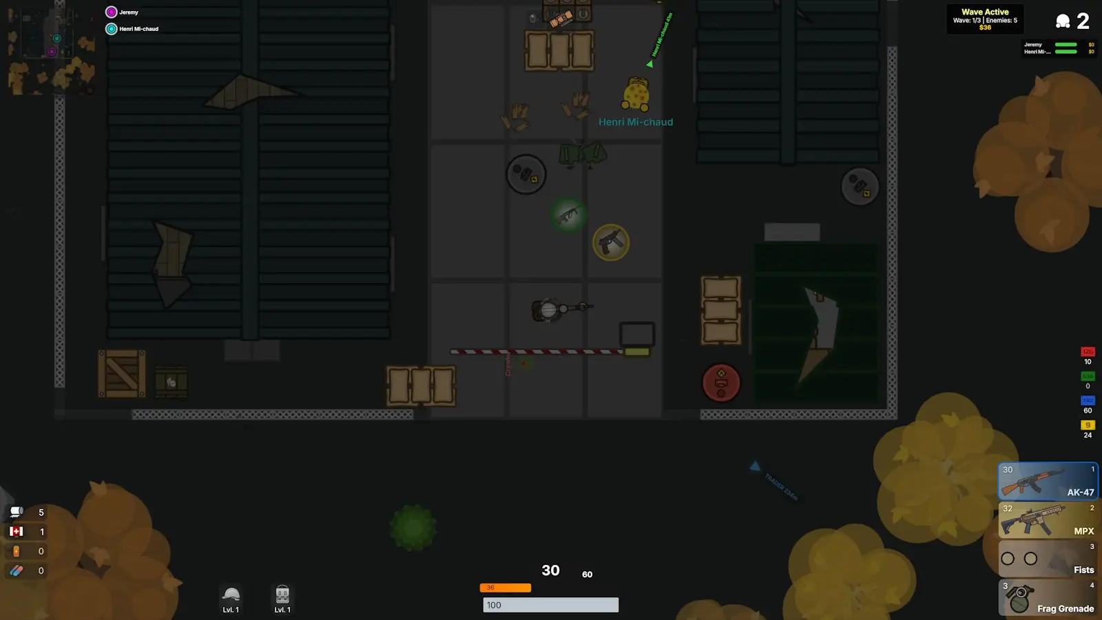 Co-op Survive in-game screenshot showing the cooperative 2D horror gameplay